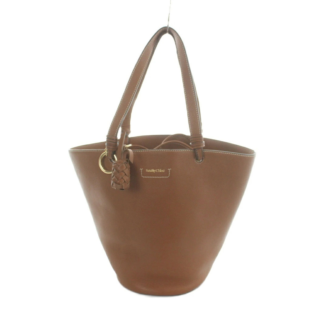 See by Chloe Tote Handbag Drawstring Leather Brown MQ